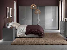 Pisa Bedroom in Hi-Gloss Light Grey and Hi-Gloss Dust Grey