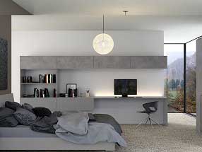 Bedroom in Valore Anthracite Fabric Metal and Valore Dust Grey (smooth)