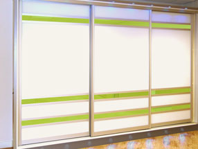 Bright White & Lime Zest Glass Sliding Doors