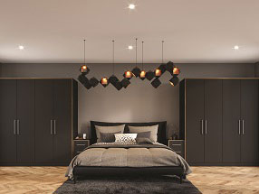 Serica Bedroom in Serica Matt Black with Plywood edging