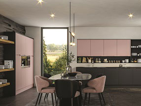 Full Handle Integra Kitchen in Matt Pink Blush