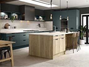 Segreto Kitchen in Matt Kombu Green and Halifax Natural Oak