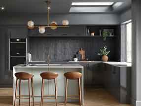 GLOSS Kitchen in Gloss Graphite and Supermatt Pistachio
